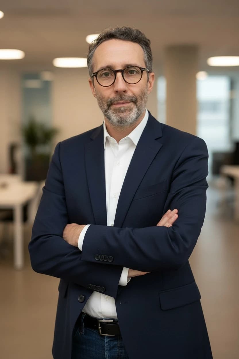 Portrait corporate fashion d'avocat avec éclairage travaillé et rendu éditorial